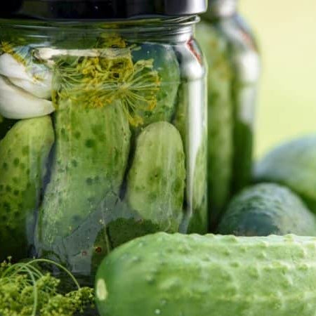 Full-Strength Vinegar Pickles Store Well Without Canning