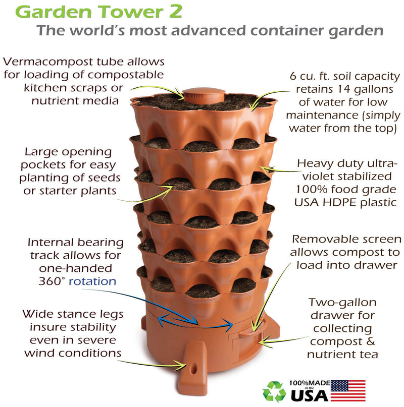 vertical garden seeds Garden Tower 2™, 50-Plant Composting Vertical Garden Planter (Dropship — Seeds 'n Such